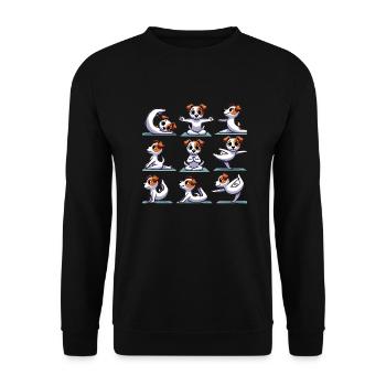 Jack Russell Terrier Yoga – Lustiges Hunde Design - Unisex Pullover - Schwarz - Vorne - Alina (178cm) & Michal (187cm)