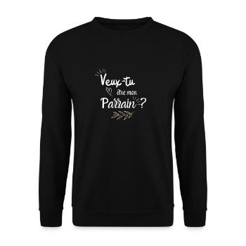 Veux tu être mon parrain - Sweat-shirt Unisexe - noir - Devant - Alina (178cm) & Michal (187cm)
