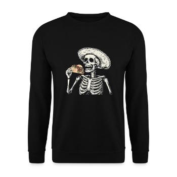 Skelett Taco Mexikanisches Essen Sombrero - Unisex Pullover - Schwarz - Vorne - Alina (178cm) & Michal (187cm)