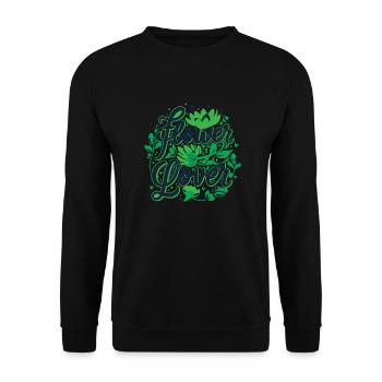 Blumenliebhaber Buntes Blumendesign Text Kunst - Unisex Pullover - Schwarz - Vorne - Alina (178cm) & Michal (187cm)