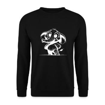 Bébé éléphant avec une énorme trompe et des yeux - Sweat-shirt Unisexe - noir - Devant - Alina (178cm) & Michal (187cm)