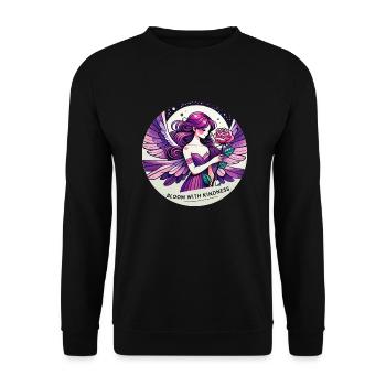Bloom with Kindness - Unisex Sweatshirt - black - Front - Alina (178cm) & Michal (187cm)