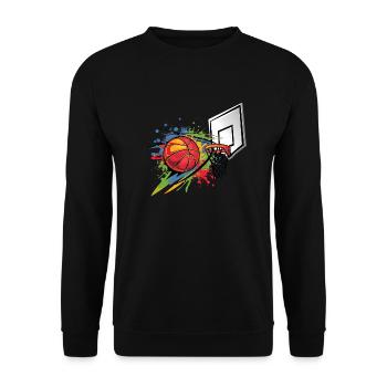 Bunte Basketball Tie Dye Farbe Splash Hoop Net - Unisex Pullover - Schwarz - Vorne - Alina (178cm) & Michal (187cm)