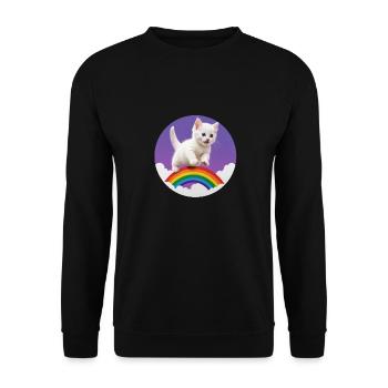 White Kitten Rainbow 2 - Unisex Sweatshirt - black - Front - Alina (178cm) & Michal (187cm)