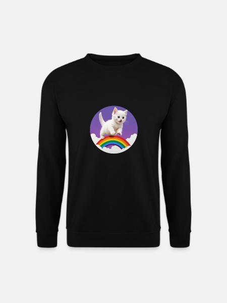 Weißes Kätzchen Regenbogen 2 - Unisex Pullover - Schwarz