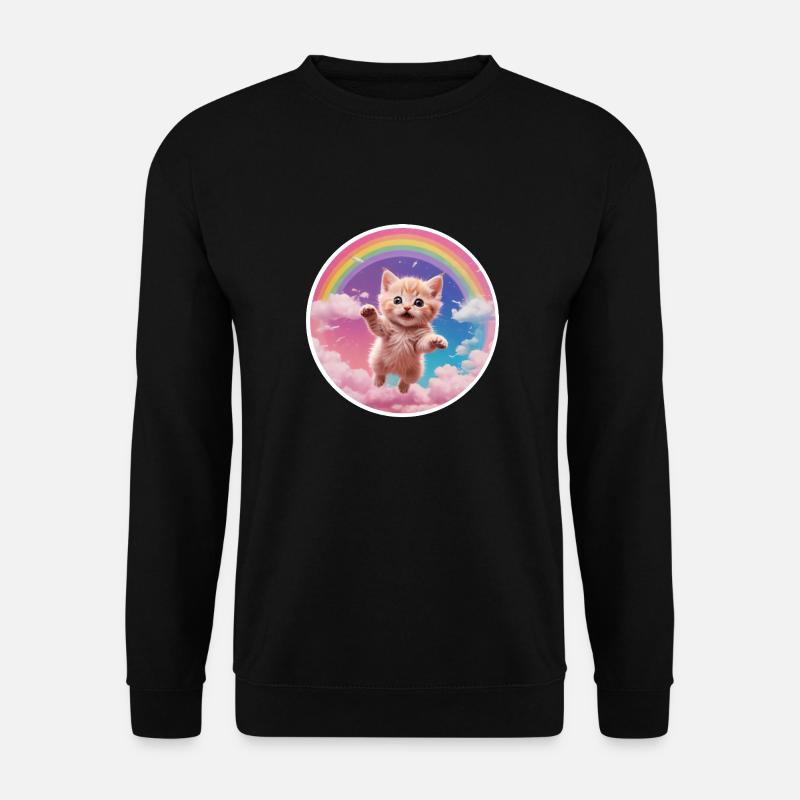 Pink Kitten Rainbow 1 - Unisex Sweatshirt - black