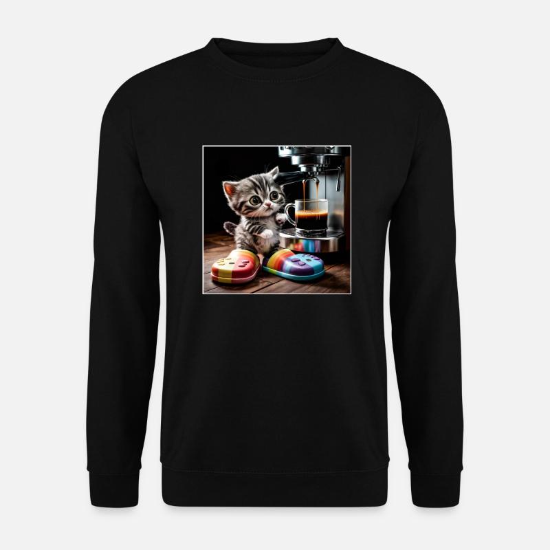 Katze macht kaffeepause - Unisex Pullover - Schwarz