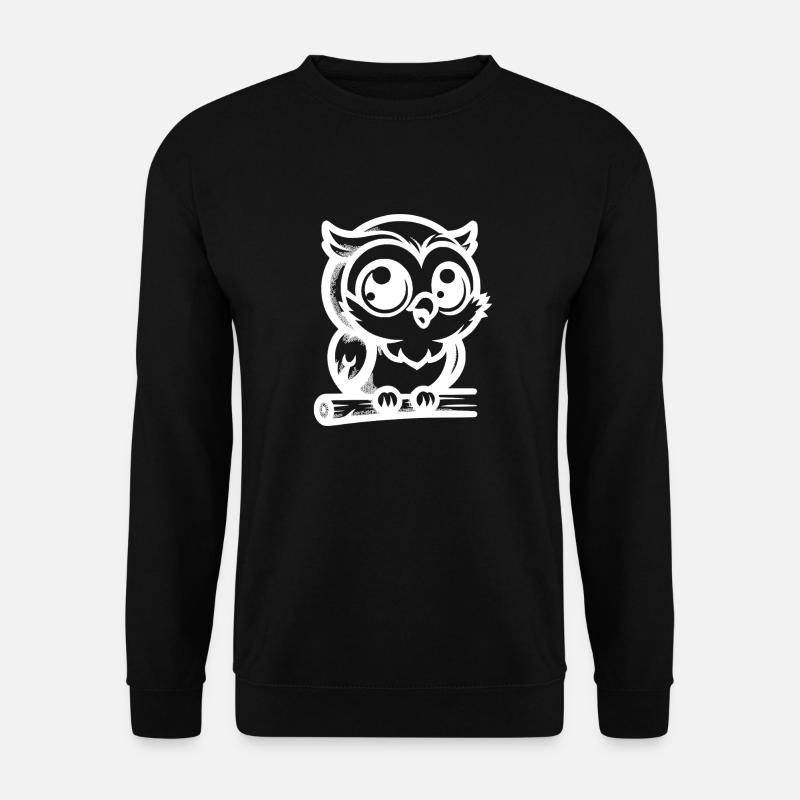 Kinderfreundliche Cartoon Eule mit großen Augen - Unisex Pullover - Schwarz