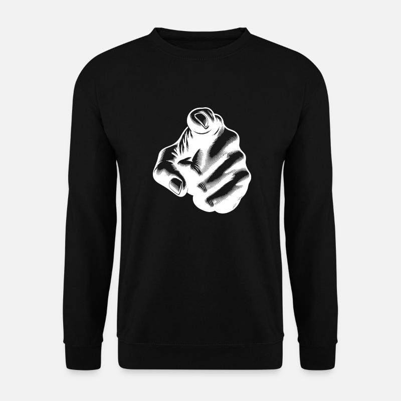 Blickfang Zeigefinger als Handgeste - Unisex Pullover - Schwarz