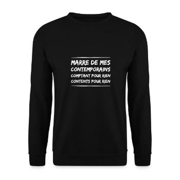 MARRE DE MES CONTEMPORAINS, COMPTANT POUR RIEN - Sweat-shirt Unisexe - noir - Devant - Alina (178cm) & Michal (187cm)