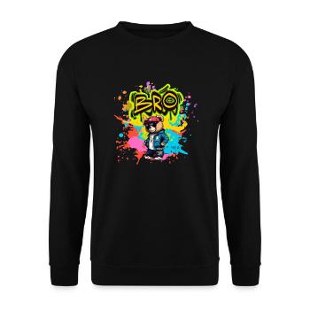 Nounours "BRO" - Sweat-shirt Unisexe - noir - Devant - Alina (178cm) & Michal (187cm)