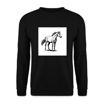 Pferde: Freunde und Begleiter - Unisex Pullover - Schwarz - Vorne - Alina (178cm) & Michal (187cm)