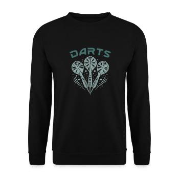 Geschenk Spruch Darts Wurfspieß Sport Geschenkidee - Unisex Pullover - Schwarz - Vorne - Alina (178cm) & Michal (187cm)