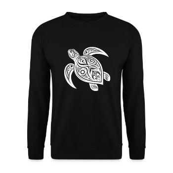 Turtle Spell Mystical Tribal Turtle - Unisex Sweatshirt - black - Front - Alina (178cm) & Michal (187cm)