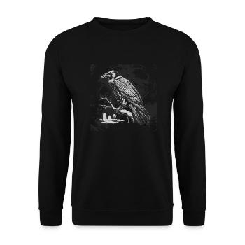 black raven at the cemetery - Unisex Sweatshirt - black - Front - Alina (178cm) & Michal (187cm)