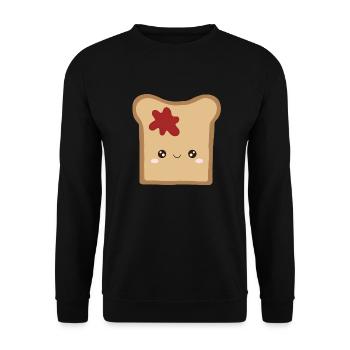 kawaii toast with jam - Unisex Sweatshirt - black - Front - Alina (178cm) & Michal (187cm)