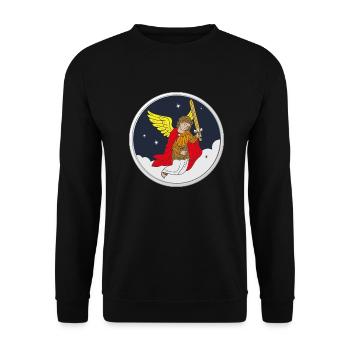 Heavenly Rest – Archangel Michael Shield - Unisex Sweatshirt - black - Front - Alina (178cm) & Michal (187cm)