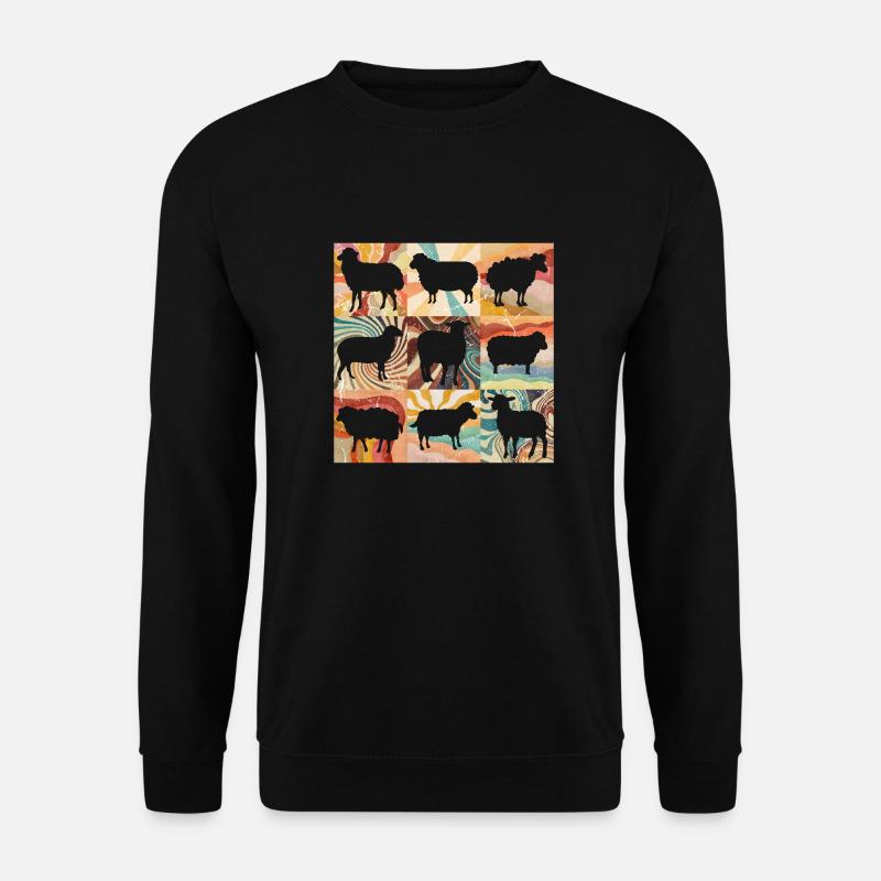 Retro Blumen Schaf - Unisex Pullover - Schwarz