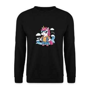 Funny Summer Unicorn - Unisex Sweatshirt - black - Front - Alina (178cm) & Michal (187cm)