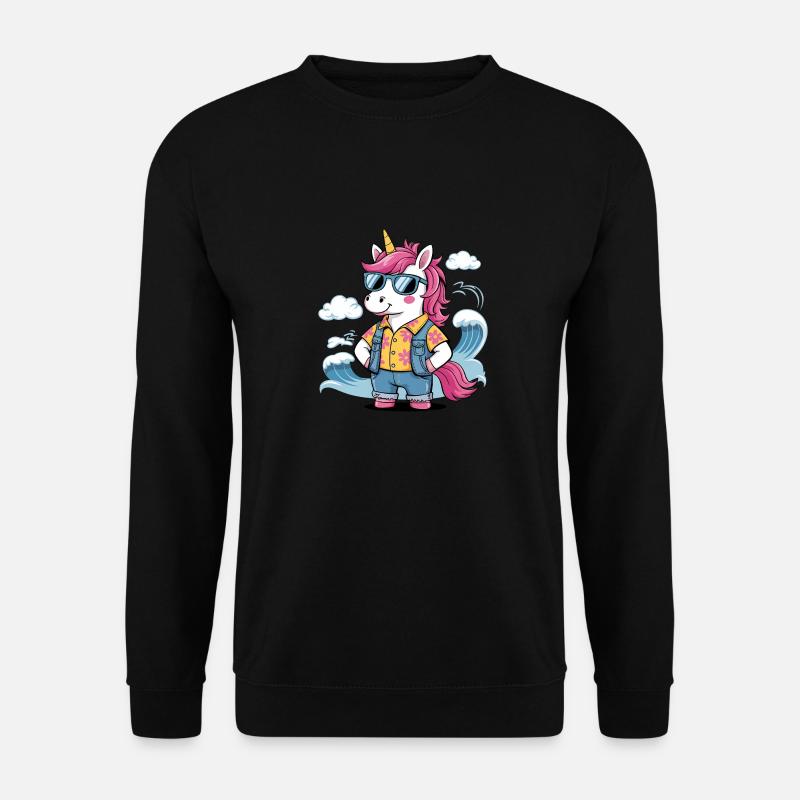 Lustiges Sommer-Einhorn - Unisex Pullover - Schwarz