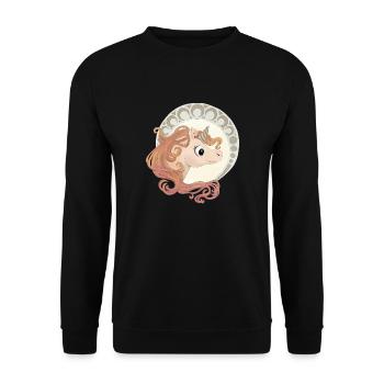 Elegantes Einhorn - Unisex Pullover - Schwarz - Vorne - Alina (178cm) & Michal (187cm)