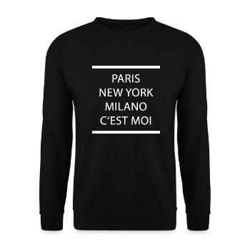 Klassische Mode Paris New York Milano - Unisex Pullover - Schwarz - Vorne - Alina (178cm) & Michal (187cm)