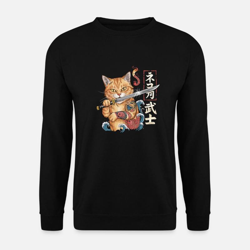 Samurai-Katze - Unisex Pullover - Schwarz