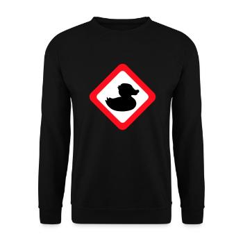 Canard Panneau Avertissement Attention Danger Prudence - Sweat-shirt Unisexe - noir - Devant - Alina (178cm) & Michal (187cm)