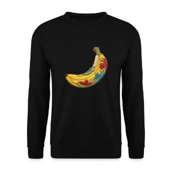 Banane brodée - Sweat-shirt Unisexe - noir - Devant - Alina (178cm) & Michal (187cm)