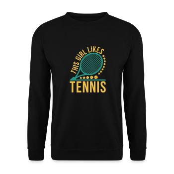 Tennis Hobby Sport Tennisspieler Tennis Lover - Unisex Pullover - Schwarz - Vorne - Alina (178cm) & Michal (187cm)