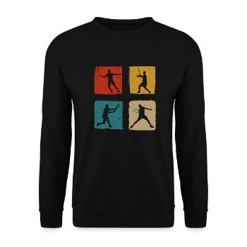 Tennis Mama Tennisspieler Spruch Geschenk Sport - Unisex Pullover - Schwarz - Vorne - Alina (178cm) & Michal (187cm)