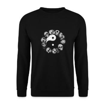 Yin Yang Skull - Unisex Sweatshirt - black - Front - Alina (178cm) & Michal (187cm)
