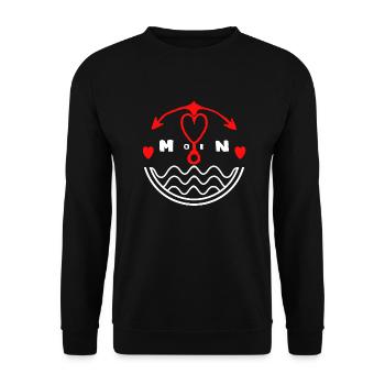 Moin | Welcome North Germany Coast North - Unisex Sweatshirt - black - Front - Alina (178cm) & Michal (187cm)