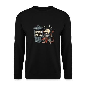Lustige Opossum Thrash Metal Gitarre Vintage Trasher - Unisex Pullover - Schwarz - Vorne - Alina (178cm) & Michal (187cm)