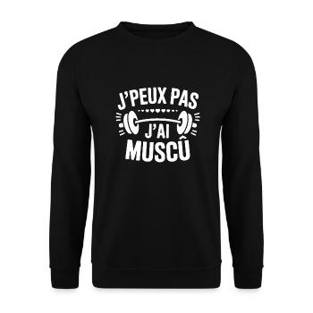 I can't I have MUSCU - Bodybuilding - Unisex Pullover - Schwarz - Vorne - Alina (178cm) & Michal (187cm)