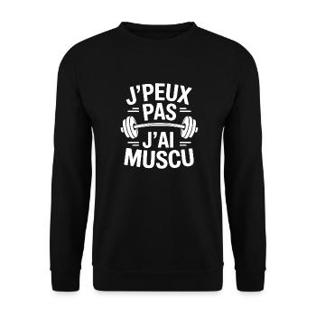 I can't I have MUSCU - Bodybuilding - Unisex Pullover - Schwarz - Vorne - Alina (178cm) & Michal (187cm)