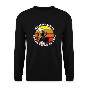 Schocken heißt das Spiel - Unisex Pullover - Schwarz - Vorne - Alina (178cm) & Michal (187cm)