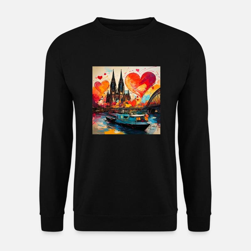 kölner dom,dom,koeln,herzen,malerei,herzen - Unisex Pullover - Schwarz