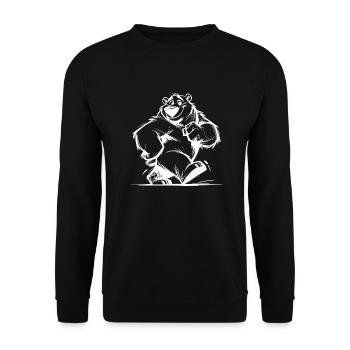 Knuffiger Bär ein Star im Kinderzimmer - Unisex Pullover - Schwarz - Vorne - Alina (178cm) & Michal (187cm)