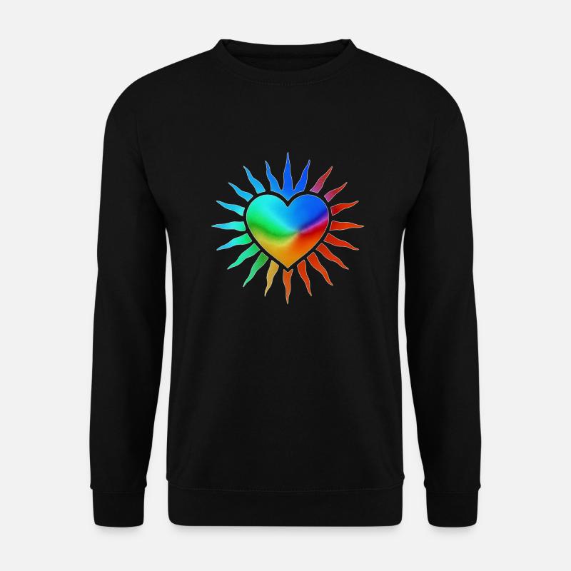 Rainbow Heart with Sun Rays - Unisex Sweatshirt - black