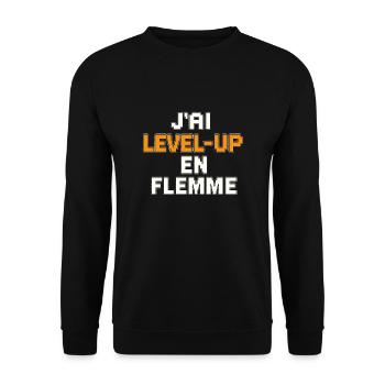 J'ai level-up en flemme - Sweat-shirt Unisexe - noir - Devant - Alina (178cm) & Michal (187cm)
