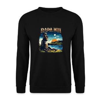 T-Shirt Rapa Nui – Statue Moai & Coucher de soleil – - Sweat-shirt Unisexe - noir - Devant - Alina (178cm) & Michal (187cm)