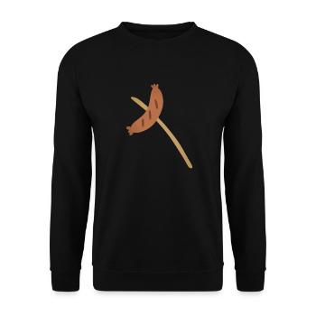 Bratwurst am Spieß - Unisex Pullover - Schwarz - Vorne - Alina (178cm) & Michal (187cm)