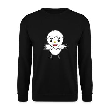 Frisch Geschlüpftes Küken – Niedliches Cartoon - Unisex Pullover - Schwarz - Vorne - Alina (178cm) & Michal (187cm)