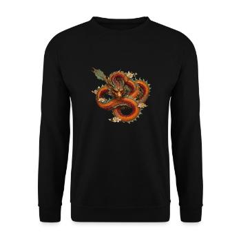 Roter Drache - Unisex Pullover - Schwarz - Vorne - Alina (178cm) & Michal (187cm)