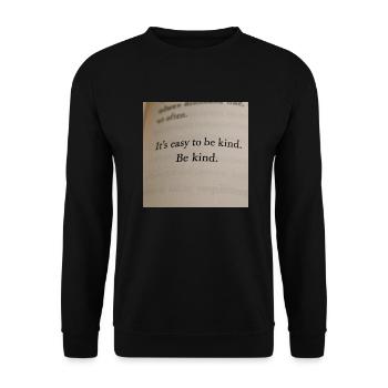 Seite im Buch - Es ist leicht, freundlich zu sein - Unisex Pullover - Schwarz - Vorne - Alina (178cm) & Michal (187cm)
