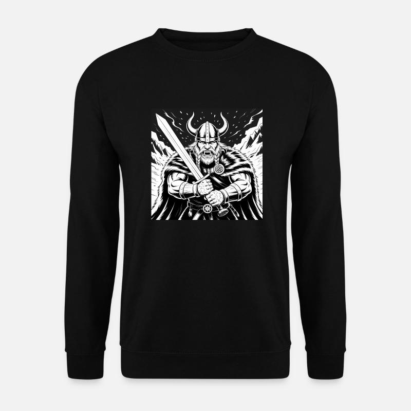 Mächtiger Wikinger-Krieger Version 3 - Unisex Pullover - Schwarz