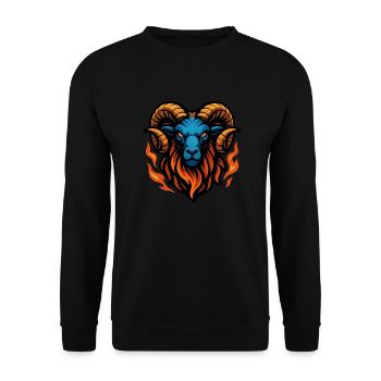 Ram – Intense Blaze | Urban Zodiac Mascot - Unisex Sweatshirt - black - Front - Alina (178cm) & Michal (187cm)