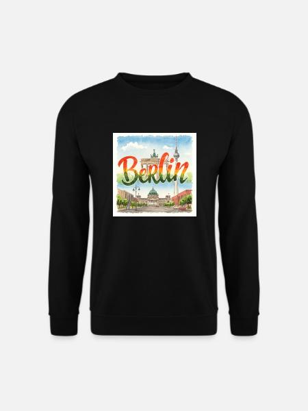 Berlin Aquarell - Unisex Pullover - Schwarz