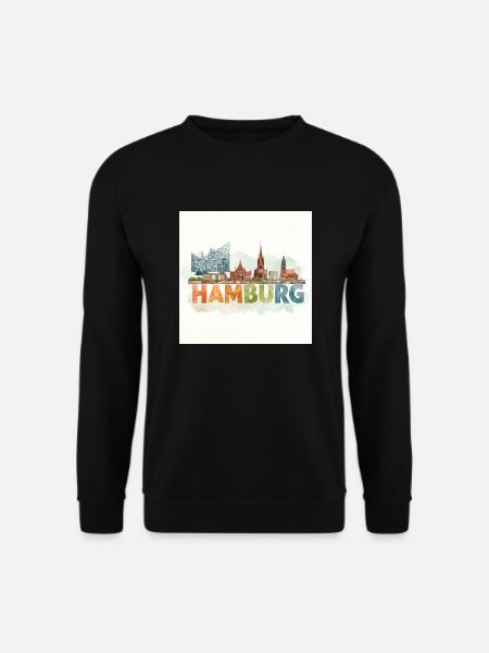 Hamburg Aquarell - Unisex Pullover - Schwarz